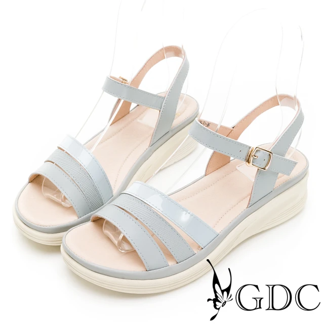 GDC 清新百搭款經典線條春夏舒適涼鞋-淺藍色(312445-31)