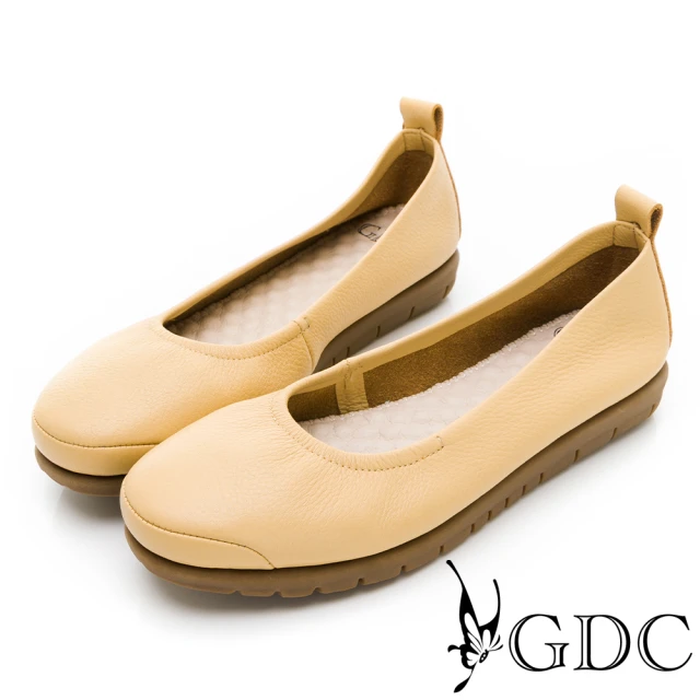 GDCGDC 牛皮基本素面抓皺圓頭上班包鞋-黃色(314984-26)