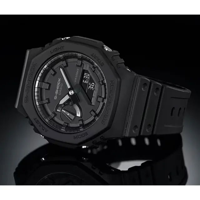 CASIO 卡西歐】G-SHOCK 農家橡樹八角雙顯電子錶-極致黑(GA-2100-1A1