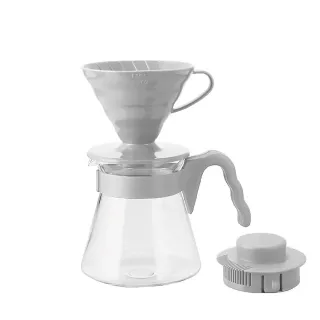 【HARIO】V60灰白手沖咖啡壺組1-4杯份 700ml(VCSD-02-PGR)