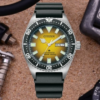 【CITIZEN 星辰】PROMASTER 新NY012復古多彩 200米潛水機械錶-黃41mm(NY0120-01X)