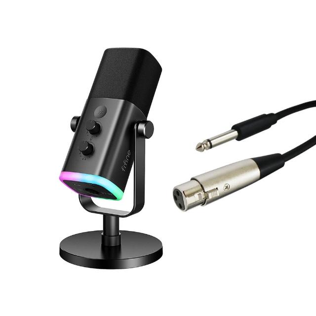 【FIFINE】AM8 錄音室等級 USB/XLR動圈式RGB 直播麥克風(附6.35公頭音源線)