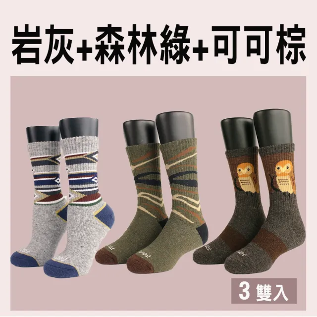 【FOOTER除臭襪】3入組-綜合款登山羊毛襪(M/L/XL)