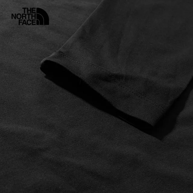 【The North Face 官方旗艦】北面男款黑色吸濕排汗圓領休閒長袖上衣｜7QVDJK3