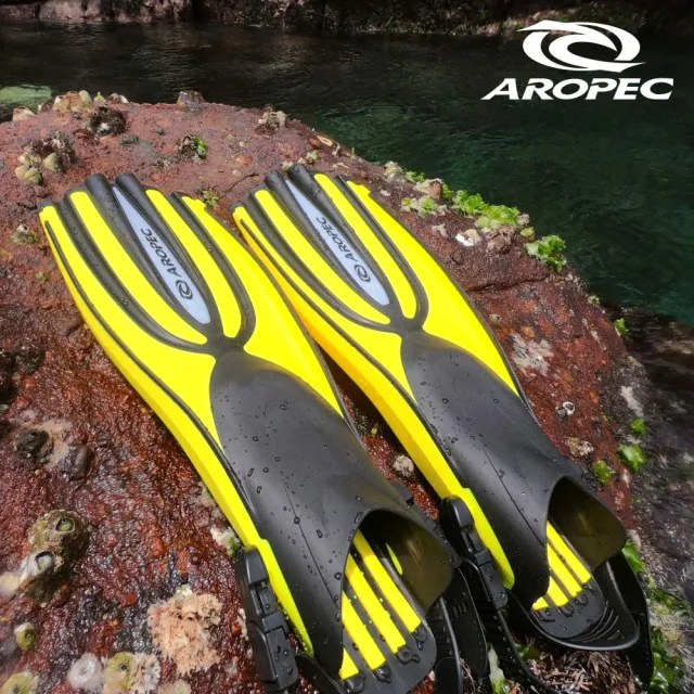 【Aropec】Alacrity 調整式潛水蛙鞋 F-GY07-YL(浮潛 潛水 岸潛 長蛙鞋 水類用品)