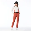 【Lynx Golf】女款日本進口布料彈性舒適素面脇邊剪裁造型窄管長褲(橘色)