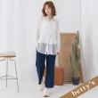 【betty’s 貝蒂思】腰間抽繩透膚長版襯衫(白色)