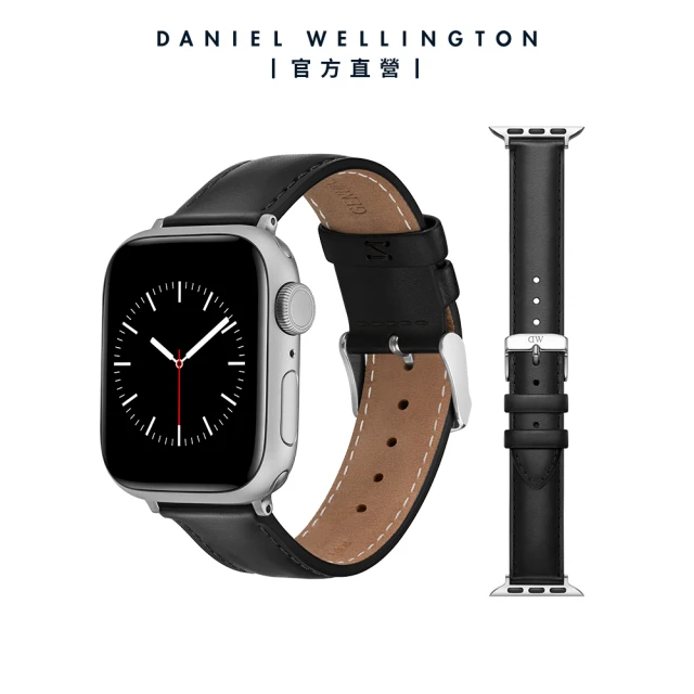 Daniel Wellington DW 錶帶 Apple Watch 18/20mm智慧手錶皮革錶帶-極光銀