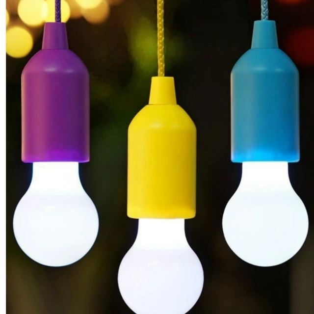 【May Shop】露營氛圍燈4色一組 掛鉤燈帳篷燈手電筒球泡燈3LED小夜燈(4個一組)