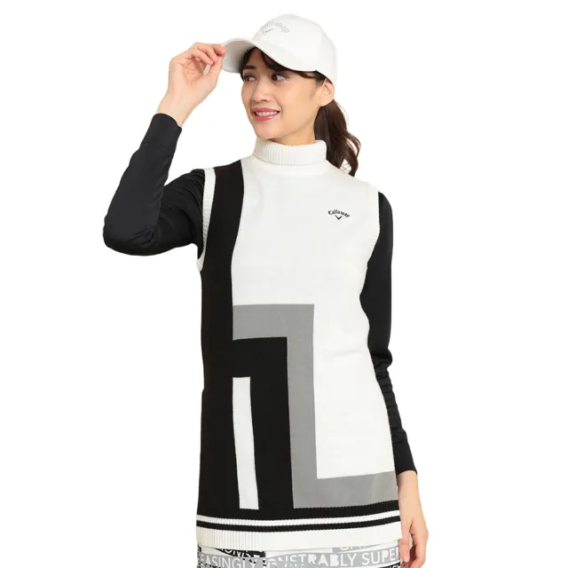 【Callaway 卡拉威】女士 小高領針織背心 白色(C22219202_1030)