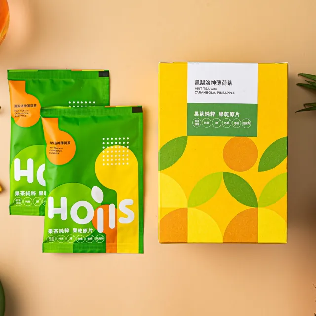 【Hoiis 好集食】鳳梨洛神薄荷茶有果茶8gx12包(內含茶包及2種果乾;可當果乾水)