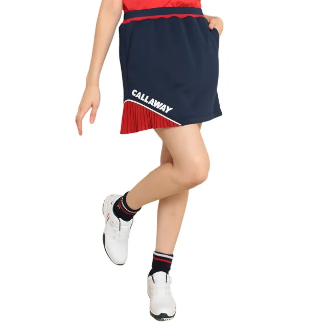 【Callaway 卡拉威】女士 小百褶運動短裙 深藍色(C22228202_1121)