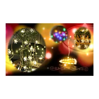【北熊の天空】雪花燈串 10米 燈串 LED造型燈串 聖誕燈 氣氛燈 IG打卡拍照道具(聖誕裝飾燈飾 聖誕燈串)