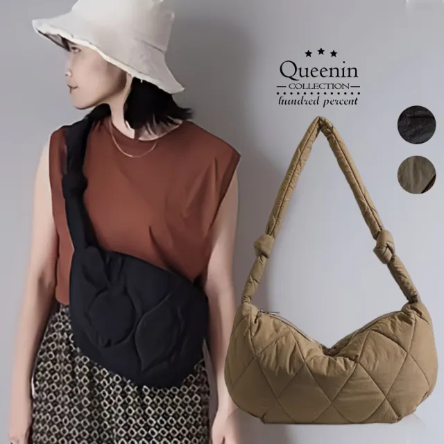 【DF Queenin】雙11 韓版大容量簡約超輕百搭月亮包肩背包