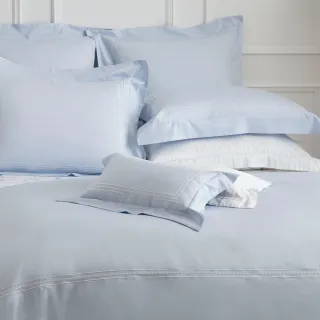 【WEDGWOOD】400織長纖棉刺繡 被套枕套床包四件組-和諧(加大-藍)