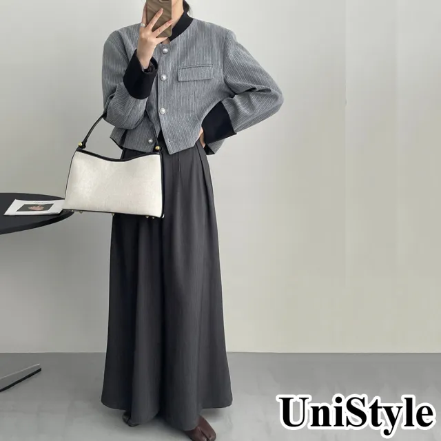 【UniStyle】現貨 撞色西裝外套 立領拼接設計感 女 WT7105(香香灰)