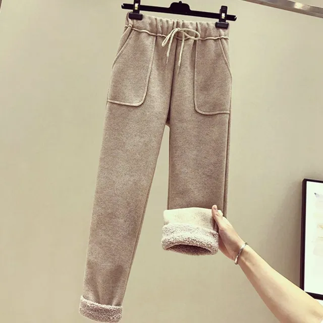 【D.studio】韓版高腰直筒內刷毛九分長褲(寬褲 褲子 長褲 休閒褲 女裝 睡褲 P216)