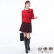 【MYVEGA 麥雪爾】羊毛黑紅格紋百摺保暖褲裙-紅