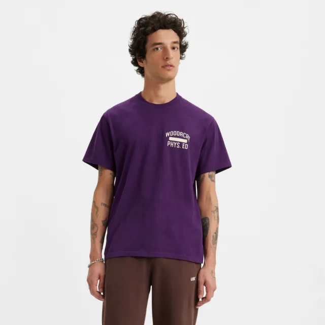 【LEVIS】Gold Tab金標系列 男款 寬鬆版短袖素T恤 紫 上衣 熱賣單品 A3757-0032