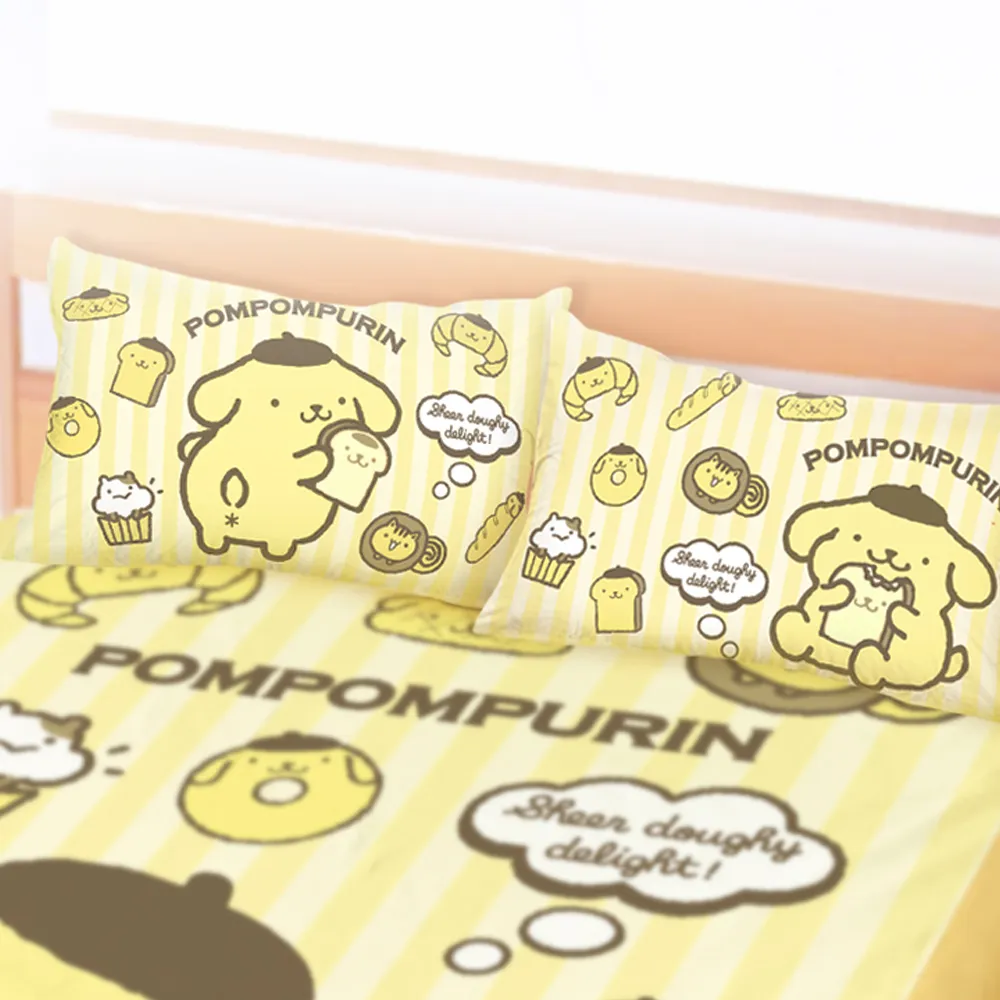 【享夢城堡】信封枕套2入(三麗鷗布丁狗POMPOMPURIN 麵包家族-橘黃)