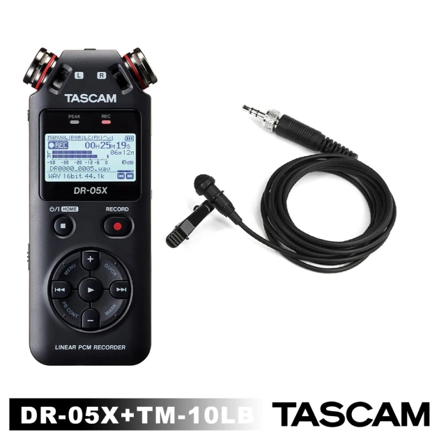 【TASCAM】DR-05X + TM-10LB 攜帶型數位錄音機+領夾式麥克風 套組(公司貨)