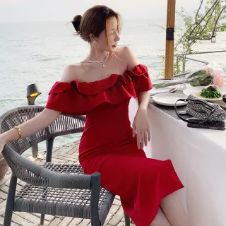 【派對樂木婚禮La Morongo Dress】紅色復古婚禮洋裝 L號(洋裝/禮服/晚禮服/婚禮/派對洋裝)