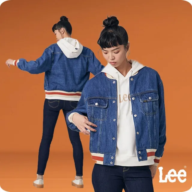 【Lee】女裝 牛仔外套 / 棒球外套 中藍洗水 季節性版型(LB314017982)