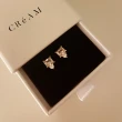 【CReAM】Josie方塊圓形迷你鍍14K金色亮鑽鋯石女耳環(新年 過年 送禮 禮物)