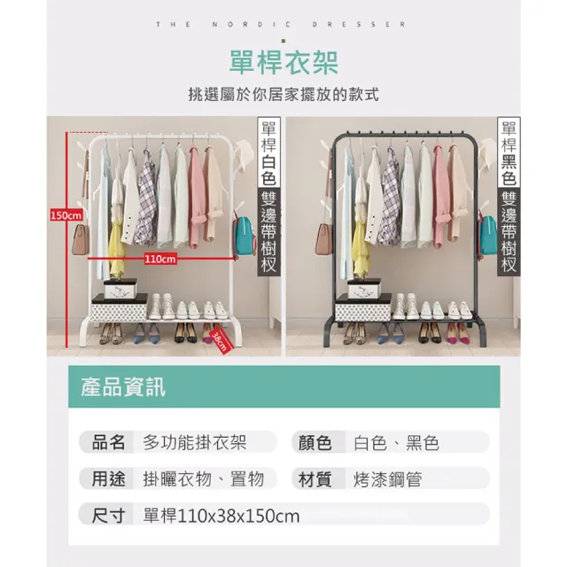 【VENCEDOR】110公分 落地掛衣架-單-防滑珠(鐵架/收納/櫃子/電器櫃/層架)