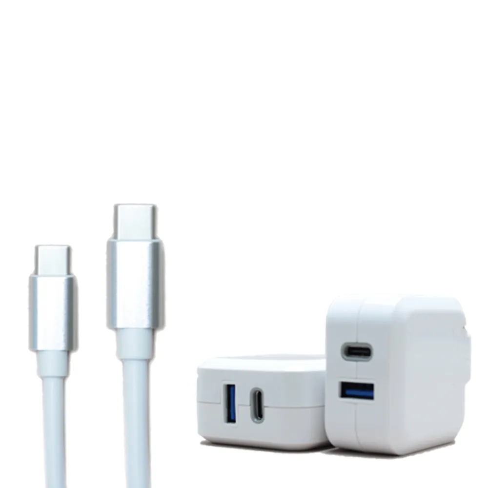 【TOPCOM】20W USB/Type C 雙孔PD/QC充電器 +  C to C 充電線 1.2m(iPhone15適用)
