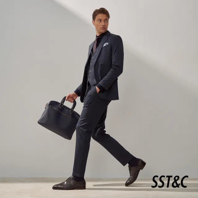 【SST&C】男裝 藏青格紋彈性舒適休閒西裝外套0612309001(換季55折)