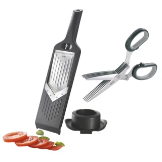 【GEFU】德國品牌廚房料理工具組(5段式V型切片器+蔥花剪刀)