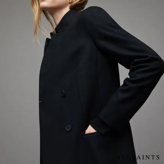 【ALLSAINTS】SIDNEY 羊毛混紡單排扣中長版羊毛大衣 WO189V(常規版型)