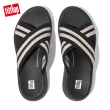 【FitFlop】F-MODE CROCHET FLATFORM CROSS SLIDES編織造型交叉涼鞋-女(黑色)