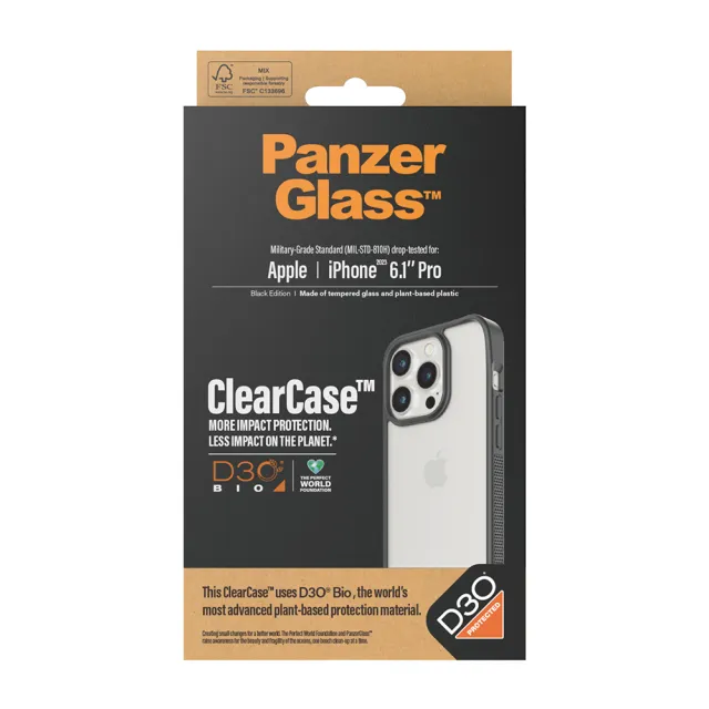 【PanzerGlass】iPhone 15 Pro 6.1吋 ClearCase 能量吸收材料D3O漾玻防摔殼(D3O奈米抗震防護)