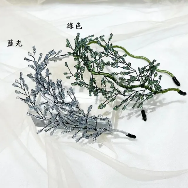 【巴黎精品】現貨+預購 髮箍水晶髮飾(手工串珠網狀樹葉女飾品2色a1da8)