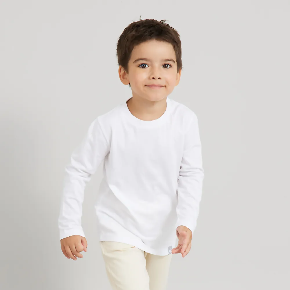 【奇哥官方旗艦】CHIC BASICS系列 男女童裝 純棉長袖T恤-白色(1-10歲)