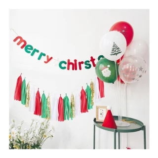 聖誕節佈置ins風聖誕桌飄組1組-送打氣筒(聖誕 布置 氣球 裝飾 氣球樹 套組)