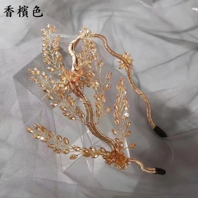 巴黎精品 髮箍水晶髮飾(手工編織串珠葉子女飾品5色a1da31)