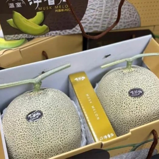 【RealShop】日本頂級品種 阿露斯哈密瓜3.2kg±10%x1盒(兩顆裝禮盒 真食材本舖)