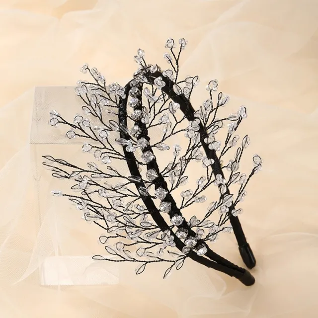 【巴黎精品】現貨+預購 髮箍水晶髮飾(樹葉手工串珠雙股女飾品a1da25)