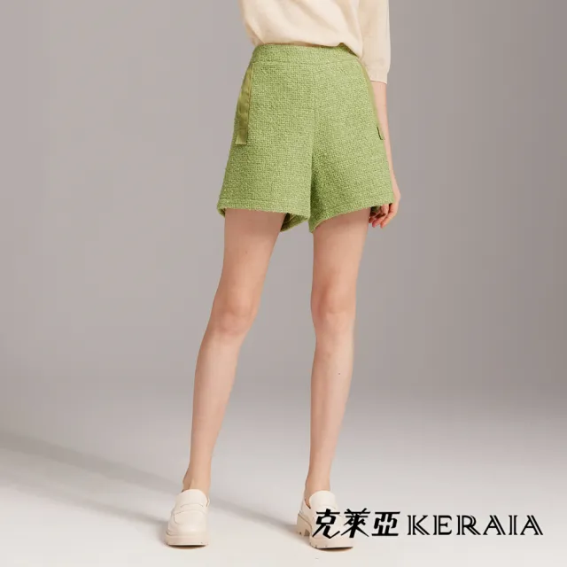 【KERAIA 克萊亞】茉莉拿鐵羊毛花紗短褲