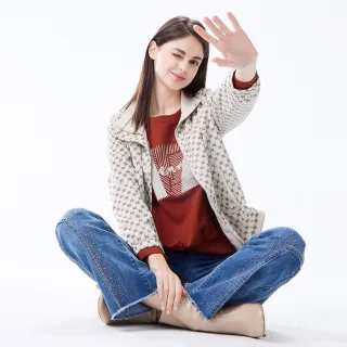 【MYVEGA 麥雪爾】出清品 雙R印花立領風衣外套-米