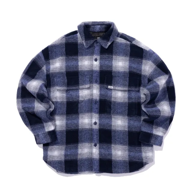 【Lee 官方旗艦】男裝 長袖襯衫 / 休閒刷絨格紋 襯衫式外套 海軍藍 季節性版型(LB307003742)