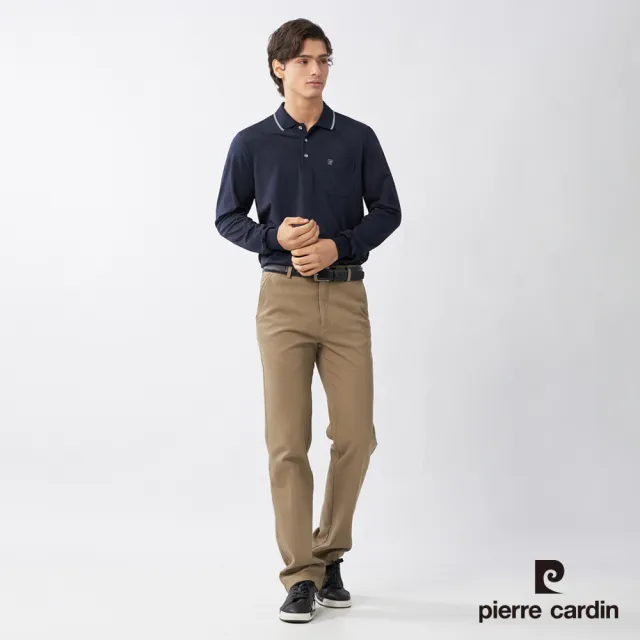 【pierre cardin 皮爾卡登】網路獨家 男款 吸濕排汗菱形緹花薄長袖POLO衫-丈青色(7235261-39)