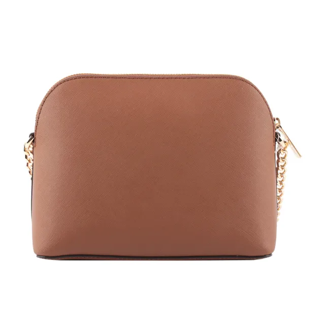 【Michael Kors】金字防刮皮革口袋貝殼包(焦糖色)