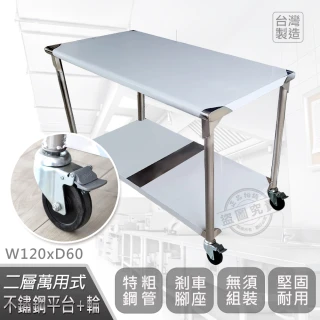 【Abis】客製商品-豪華升級版60X120CM二層圓角430不鏽鋼桌-附煞車輪/料理桌/工作桌台/流理台(2尺x4尺)