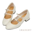 【Grace Gift】雙帶低跟芭蕾舞鞋