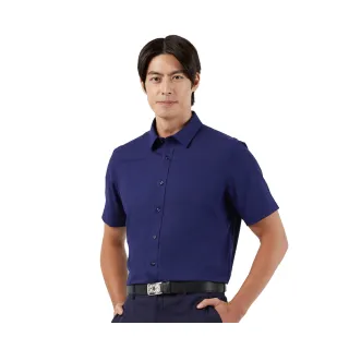 【Blue River 藍河】男裝 深藍色短袖襯衫-經典時尚基本款(日本設計 舒適穿搭)