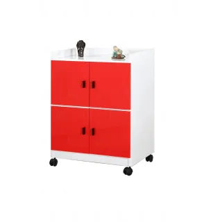 【艾蜜莉的家】2.3尺塑鋼紅白色活動置物櫃 收納櫃(可改固定腳粒-電聯時請先告知)